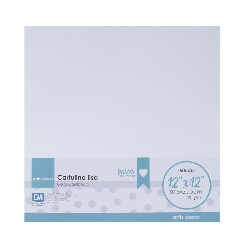 Cartulina lisa blanca 50 hojas de 30x30cm 220 gr