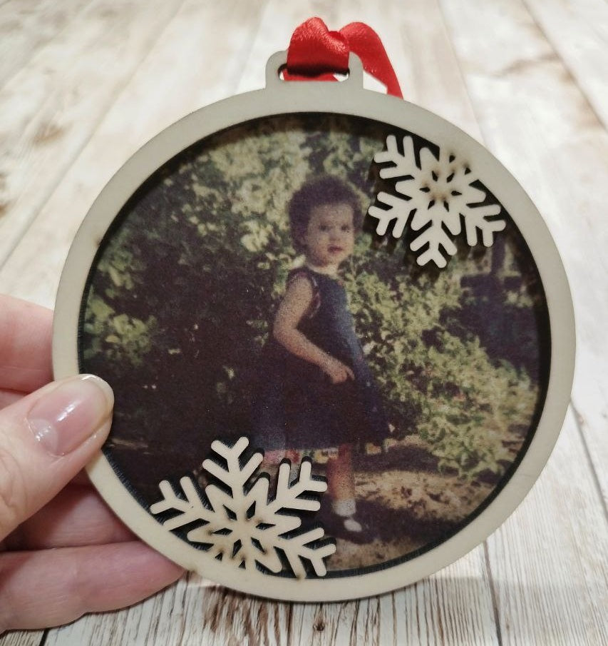 Bola de Navidad madera personalizada con foto