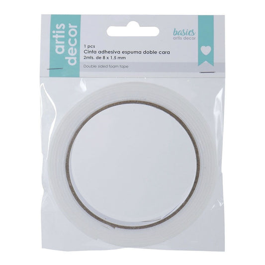 Cinta adhesiva doble cara foam 3d 8mmx2m (espesor 1,5mm)