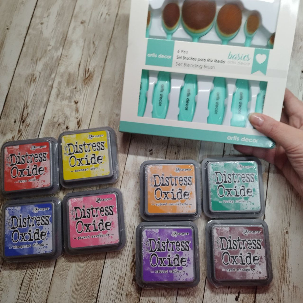 Pack tintas grandes Distress oxide más brochas