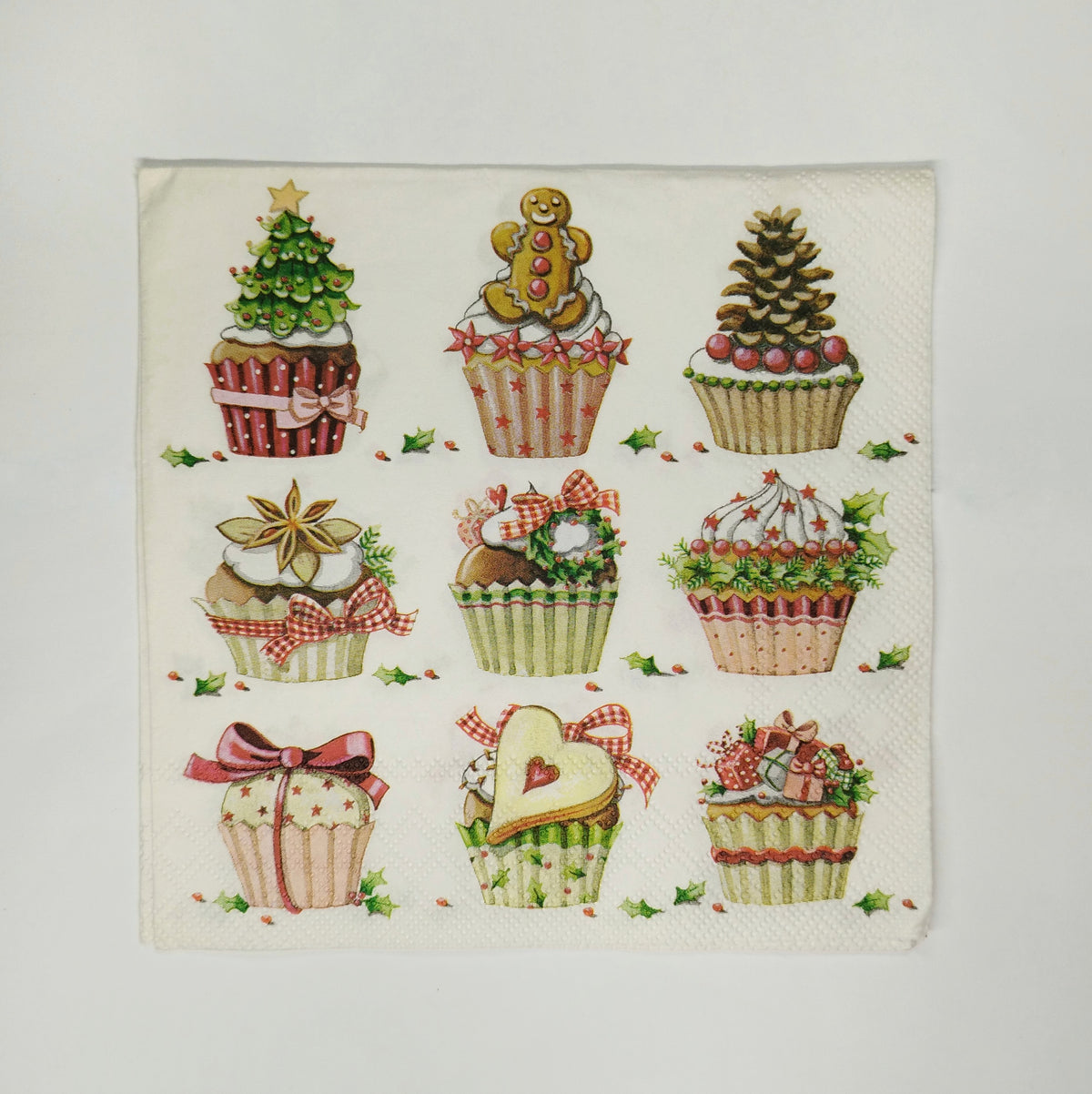 Servilleta con cupcakes navideños