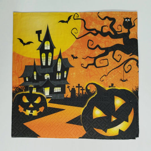 Servilleta Halloween negro y naranja