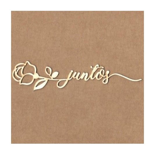 Juntos maderita con rosa