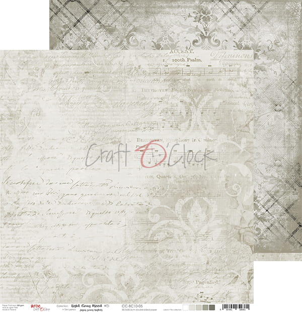 Light gray mood papel scrap Craft o clock 30x30 cm