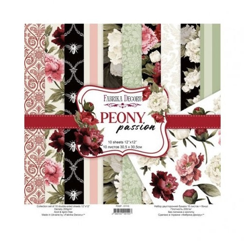 Peony passion papel scrap 30x30 Fabrika decoru