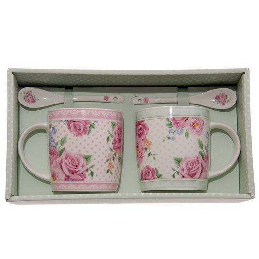 Set 2 tazas flores